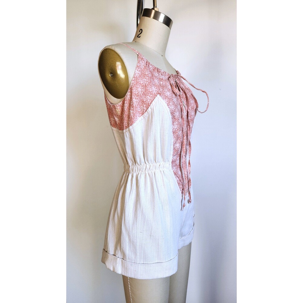Vintage Mini Romper Jumpsuit Overall - Short Shorts Overall Boho Bohemian 80s XS - Picture 4 of 10